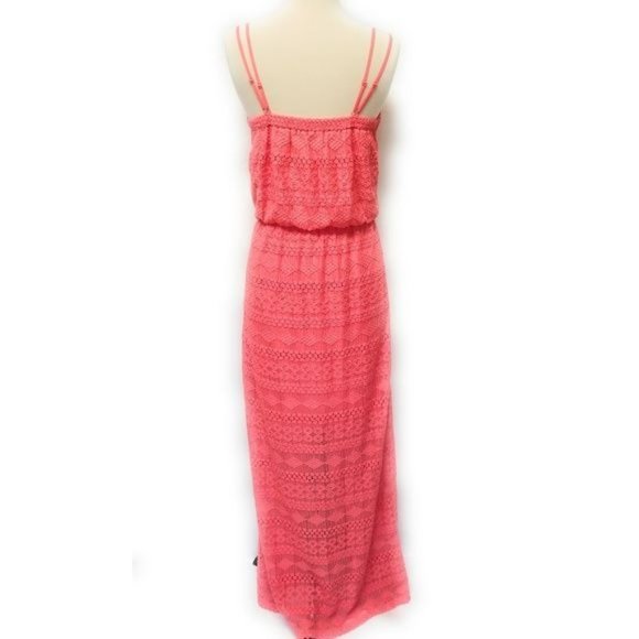 Vince Camuto Coral Crochet Layered Blouson Maxi Dress with Illusion Hem Size 6 - Picture 2 of 7